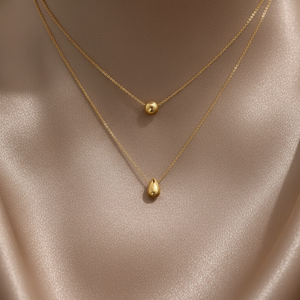 Zoravelle – Duo Droplet Layered Necklace