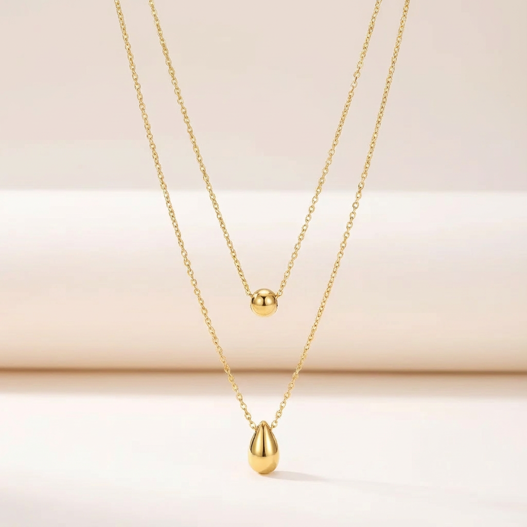 Zoravelle – Duo Droplet Layered Necklace