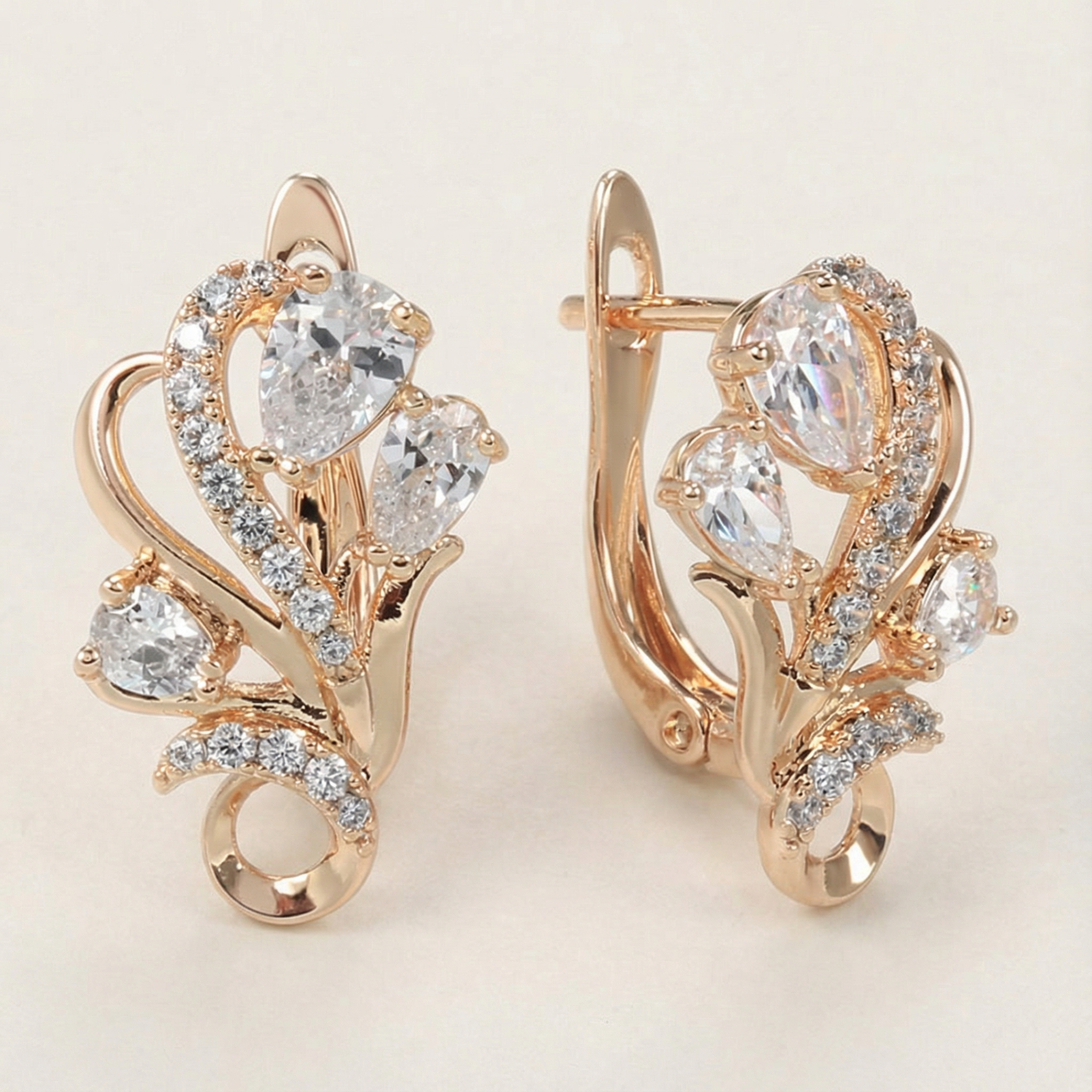 Zoravelle – Rosé Fleur Zircon Earrings
