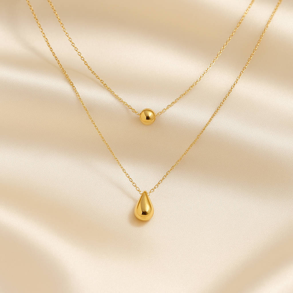 Zoravelle – Duo Droplet Layered Necklace