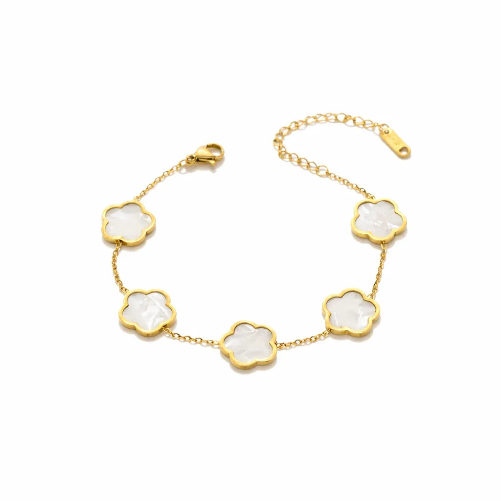 Delicategoldbraceletwithmother-of-pearlcharms - Zoravelle