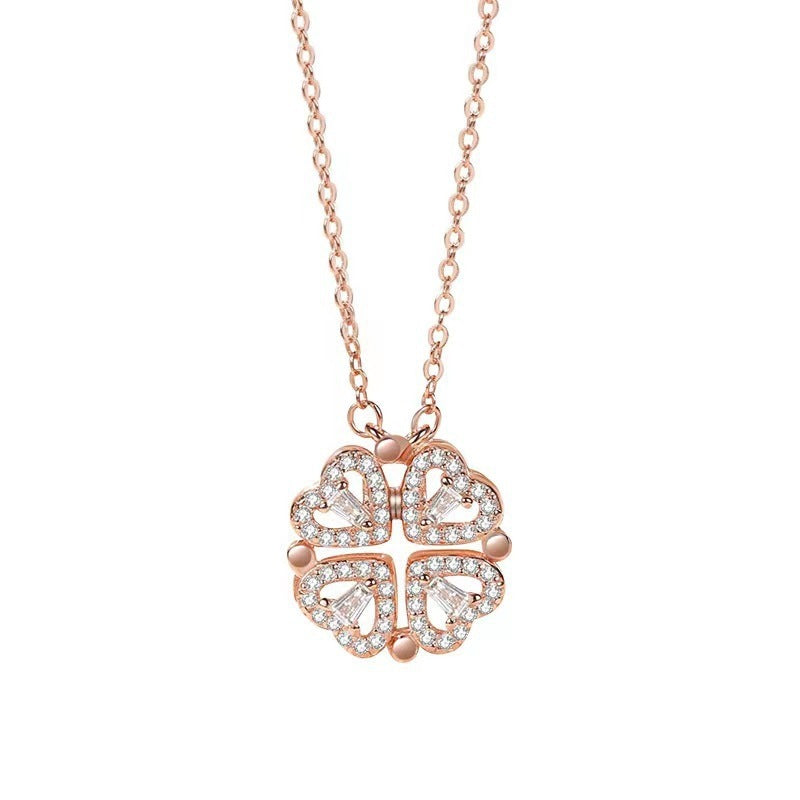 Zoravelle – Clover Heart Pendant Necklace