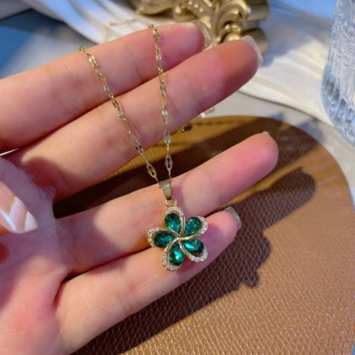 Zoravelle – Zircon Flower Pendant Necklace
