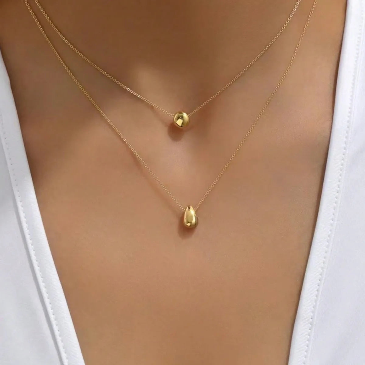 Zoravelle – Duo Droplet Layered Necklace