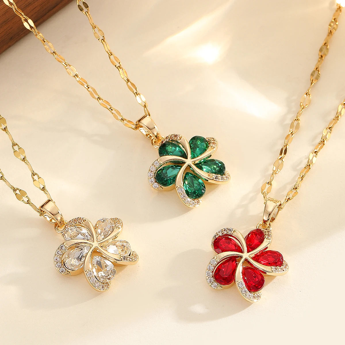 Zoravelle – Zircon Flower Pendant Necklace